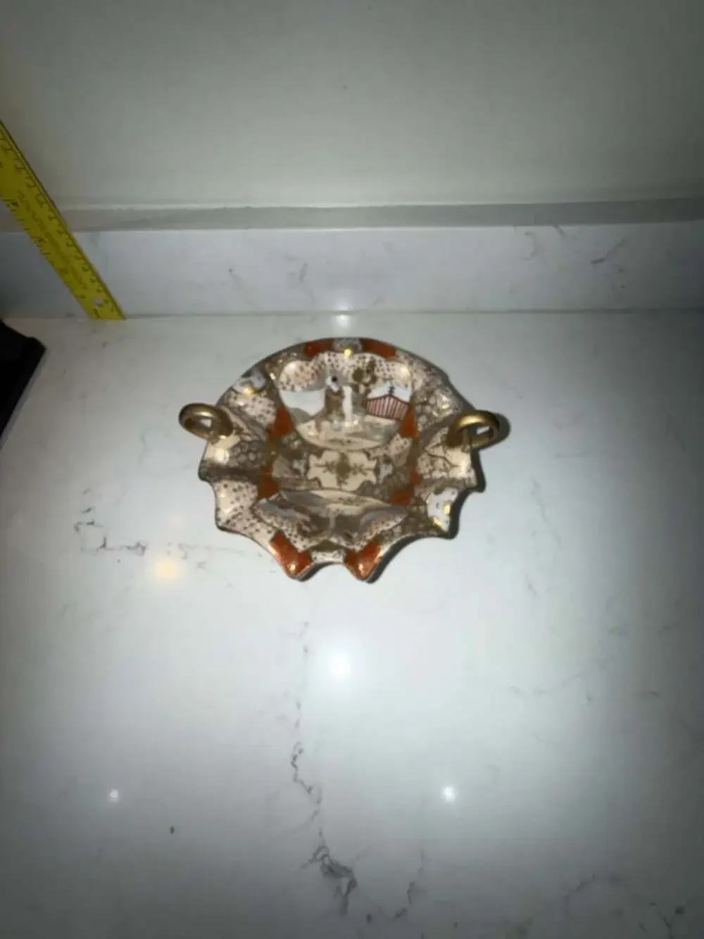 Vintage Japanese Geisha Girl Porcelain Footed Handled Scalloped Bowl